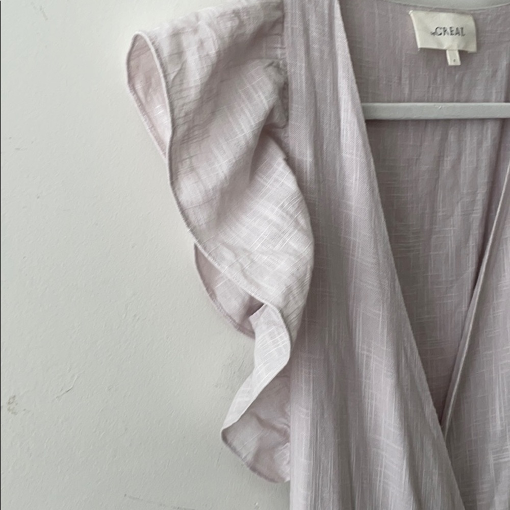 THE GREAT. Lavender Midi Dress with Ruffle Sleeves - Picture 5 of 9